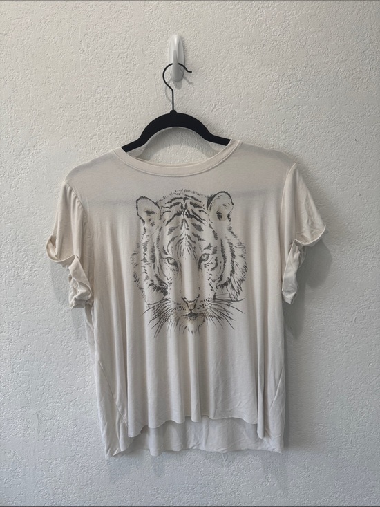 Boys + Arrows Tops - Boys + Arrows Cream Tiger Face Short Sleeve Tee